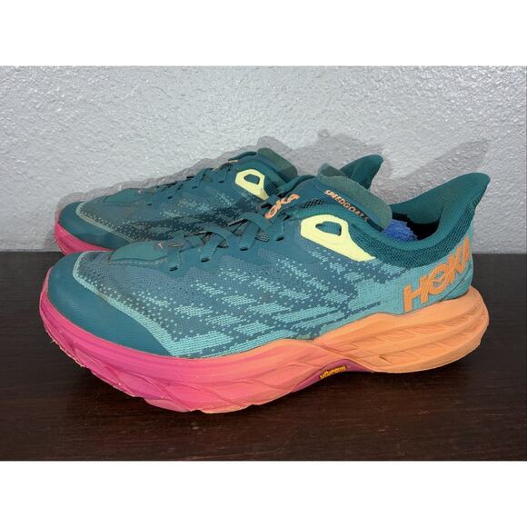 Hoka One One Shoes - Hoka One One Speedgoat 5 Running Shoes Women Size 6.5 B Blue Green Sneakers